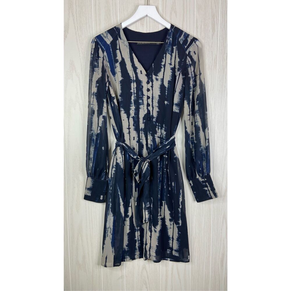Iris Setlakwe Dress Size 4 Art To Wear Abstract Long Sleeve Belted Shift